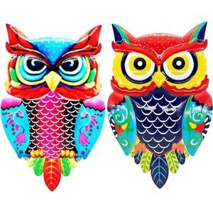Metal Owl Wall Art Garden Decor for Outdoor  - Set of 2